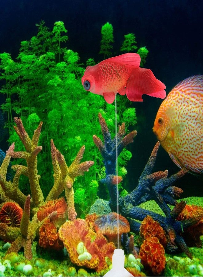 Besimple Silicone Artificial Fish Aquarium Decortion High Simulation Lifelike Floating Fake Betta Fish Tank Ornament (Red Goldfish) - Image 3